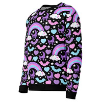 Rainbow Spooky Bats Black Unisex Sweatshirt - Thumbnail 26