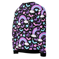 Rainbow Spooky Bats Black Unisex Sweatshirt - Thumbnail 27