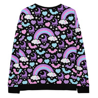Rainbow Spooky Bats Black Unisex Sweatshirt - Thumbnail 28