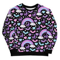 Rainbow Spooky Bats Black Unisex Sweatshirt - Thumbnail 30