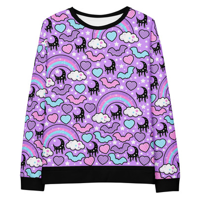 Rainbow Spooky Bats Purple Unisex Sweatshirt