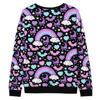 Rainbow Spooky Bats Black Unisex Sweatshirt - Thumbnail 32