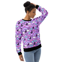 Rainbow Spooky Bats Purple Unisex Sweatshirt - Thumbnail 4