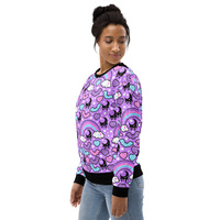 Rainbow Spooky Bats Purple Unisex Sweatshirt - Thumbnail 5