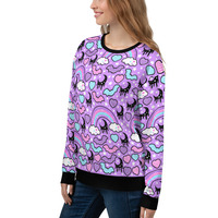 Rainbow Spooky Bats Purple Unisex Sweatshirt - Thumbnail 8