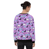 Rainbow Spooky Bats Purple Unisex Sweatshirt - Thumbnail 12