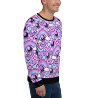 Rainbow Spooky Bats Purple Unisex Sweatshirt - Thumbnail 13