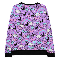 Rainbow Spooky Bats Purple Unisex Sweatshirt - Thumbnail 16