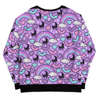 Rainbow Spooky Bats Purple Unisex Sweatshirt - Thumbnail 17