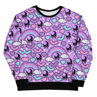 Rainbow Spooky Bats Purple Unisex Sweatshirt - Thumbnail 27