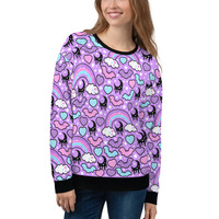 Rainbow Spooky Bats Purple Unisex Sweatshirt - Thumbnail 29
