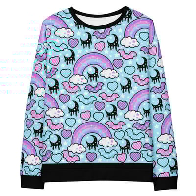 Rainbow spooky bats blue unisex sweatshirt