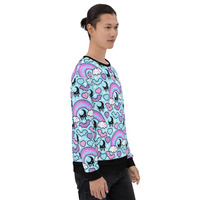 Rainbow Spooky Bats Blue Unisex Sweatshirt - Thumbnail 10