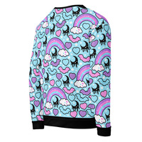 Rainbow Spooky Bats Blue Unisex Sweatshirt - Thumbnail 18