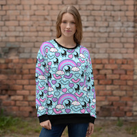 Rainbow Spooky Bats Blue Unisex Sweatshirt - Thumbnail 26