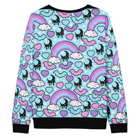 Rainbow Spooky Bats Blue Unisex Sweatshirt - Thumbnail 33