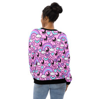 Rainbow Spooky Bats Pink Unisex Sweatshirt - Thumbnail 6