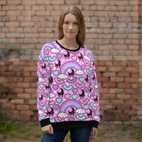 Rainbow Spooky Bats Pink Unisex Sweatshirt - Thumbnail 25