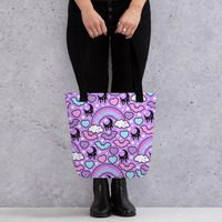Rainbow Spooky Bats Purple  Tote bag - Thumbnail 2
