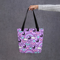Rainbow Spooky Bats Purple  Tote bag - Thumbnail 3