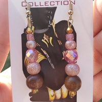 PINK PRINCESS 👑 💕 HANDMADE EARRINGS By Nubian Collection Artwear 👑  - Thumbnail 1