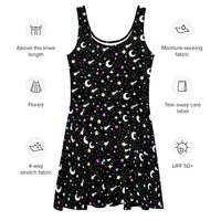 Starry Glitter Black Skater Dress - Thumbnail 9