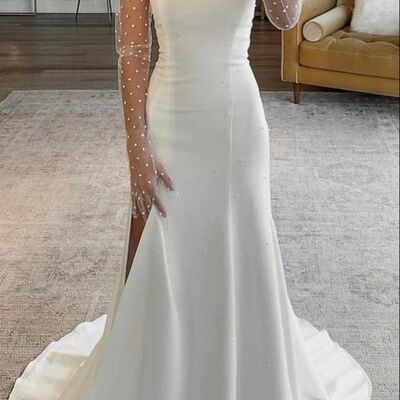 Simple sheath boho beach wedding dress bridal gowns - Thumbnail 3