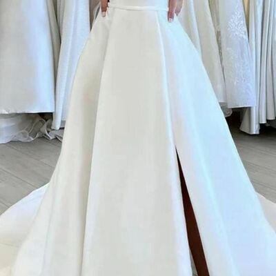 Simple a line boho beach wedding dress bridal gowns - Thumbnail 1