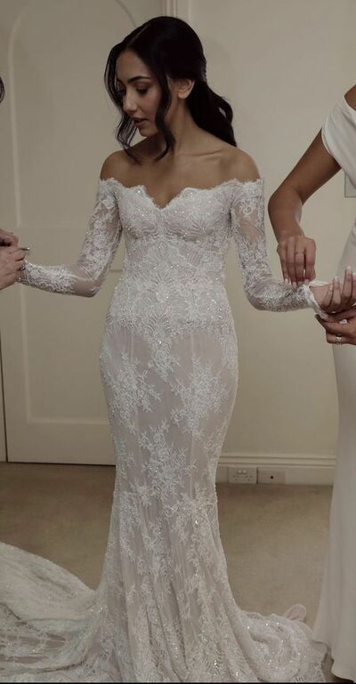 Simple Sheath Off the Shoulder Lace Boho Beach Wedding Dress Bridal Gowns