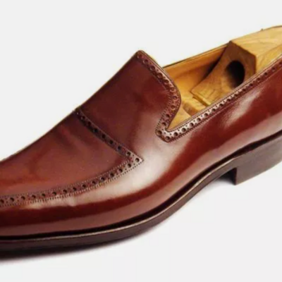 Handmade men brown brogue dress shoes for mens, leather formal slip on shoes men