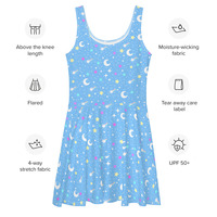 Starry Glitter Blue Skater Dress - Thumbnail 9