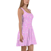 Starry Glitter Pink Skater Dress - Thumbnail 3