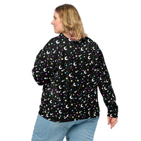 Starry Glitter Black Unisex Bomber Jacket - Thumbnail 1