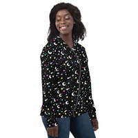 Starry Glitter Black Unisex Bomber Jacket - Thumbnail 3
