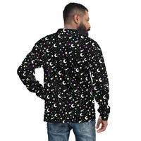 Starry Glitter Black Unisex Bomber Jacket - Thumbnail 10