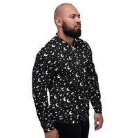 Starry Glitter Black Unisex Bomber Jacket - Thumbnail 11