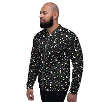 Starry Glitter Black Unisex Bomber Jacket - Thumbnail 12