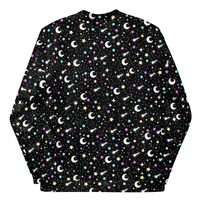 Starry Glitter Black Unisex Bomber Jacket - Thumbnail 14
