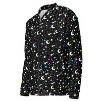 Starry Glitter Black Unisex Bomber Jacket - Thumbnail 16