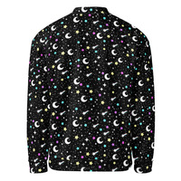 Starry Glitter Black Unisex Bomber Jacket - Thumbnail 17