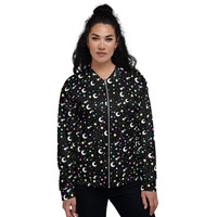 Starry Glitter Black Unisex Bomber Jacket - Thumbnail 24