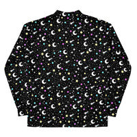 Starry Glitter Black Unisex Bomber Jacket - Thumbnail 26