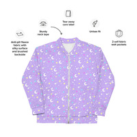 Starry Glitter Purple Unisex Bomber Jacket - Thumbnail 1