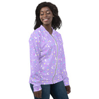 Starry Glitter Purple Unisex Bomber Jacket - Thumbnail 3
