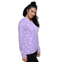 Starry Glitter Purple Unisex Bomber Jacket - Thumbnail 6