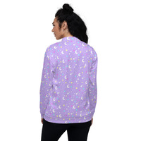 Starry Glitter Purple Unisex Bomber Jacket - Thumbnail 8