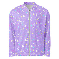 Starry Glitter Purple Unisex Bomber Jacket - Thumbnail 14