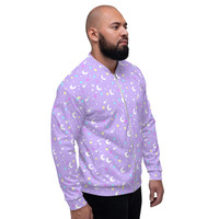 Starry Glitter Purple Unisex Bomber Jacket - Thumbnail 17