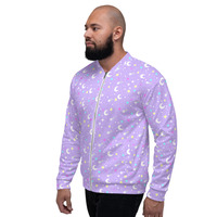 Starry Glitter Purple Unisex Bomber Jacket - Thumbnail 18