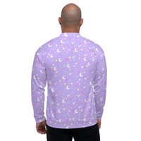Starry Glitter Purple Unisex Bomber Jacket - Thumbnail 19